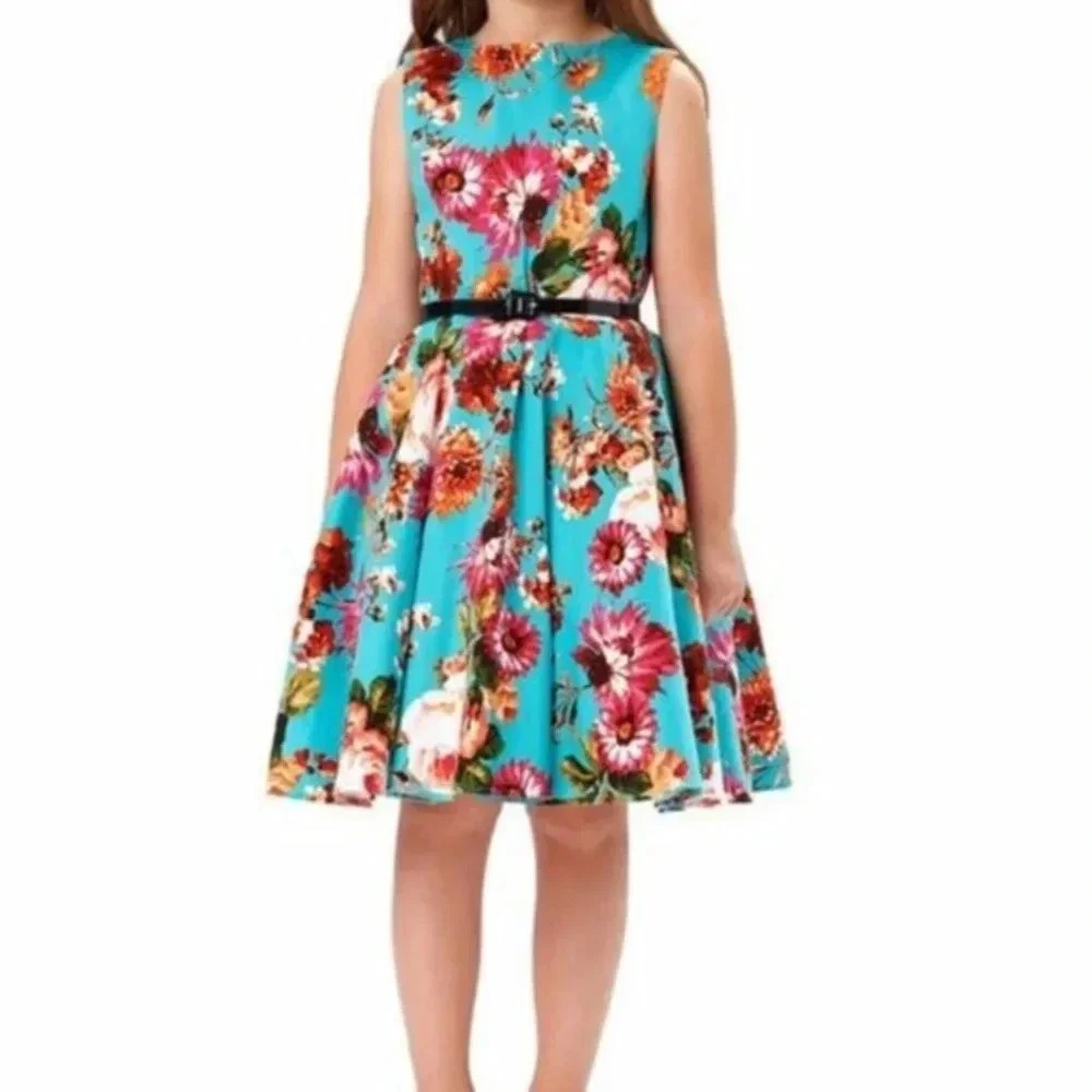 Kate Kasin  Girls Sleeveless Floral Dress